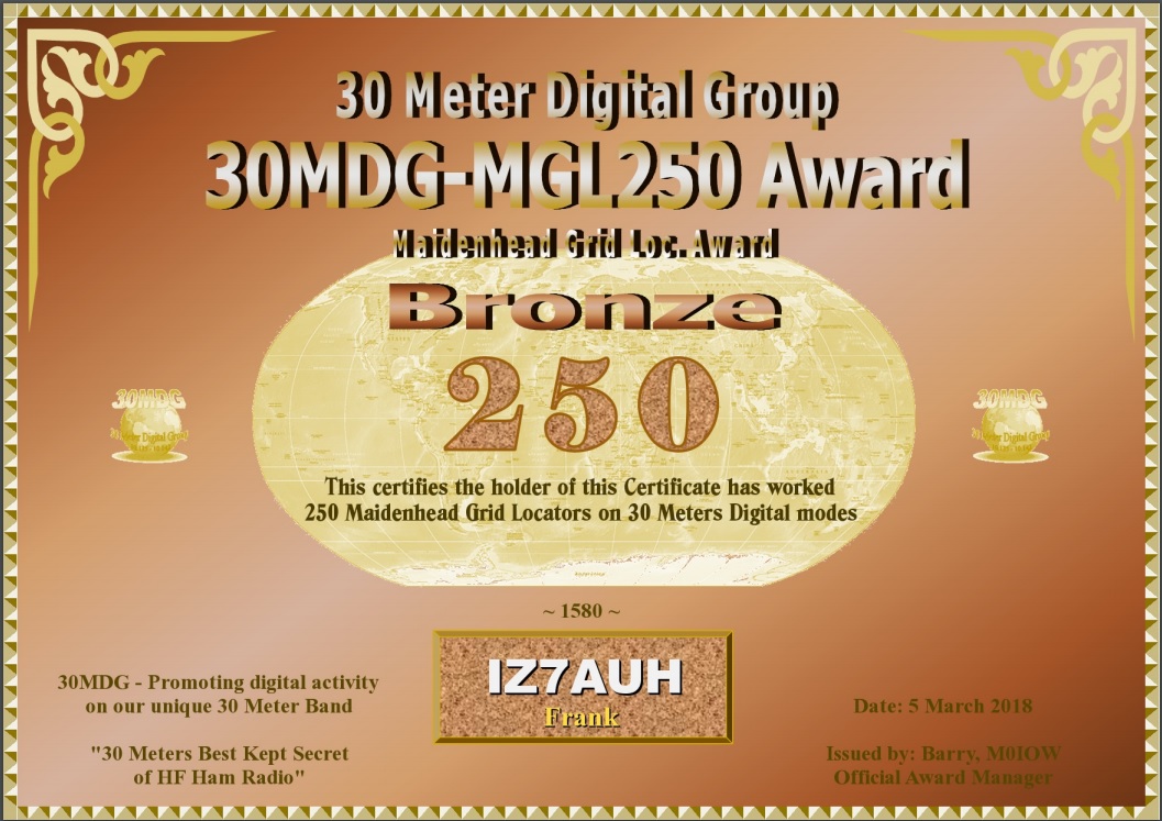 30MDG MGL-250 Award #1580